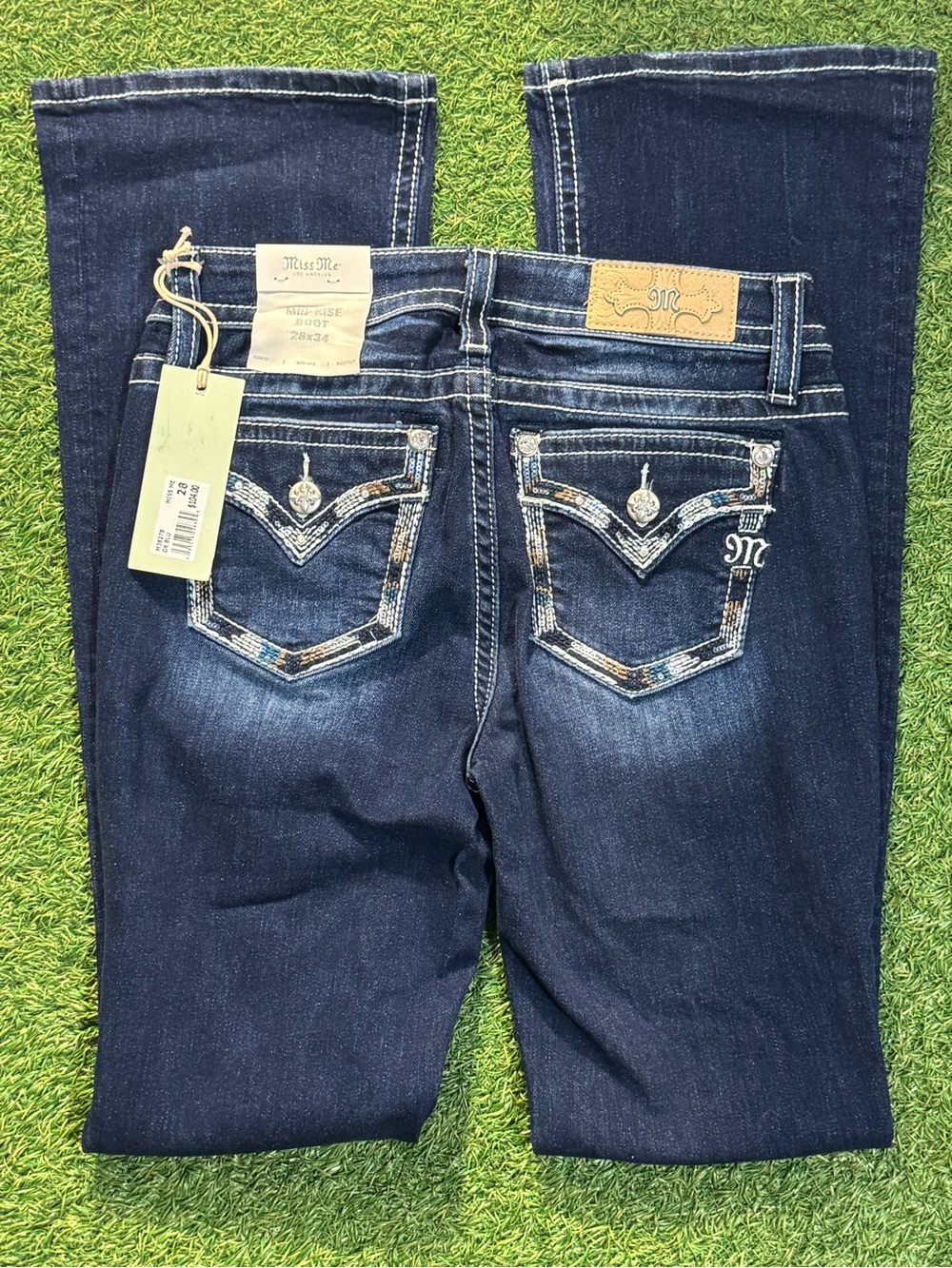 Miss Me Mid-Rise Bootcut Size 28x34 M3827B Dk Blue ~ NWT